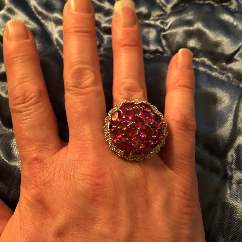 Simulated pink topaz cocktail ring, size 7